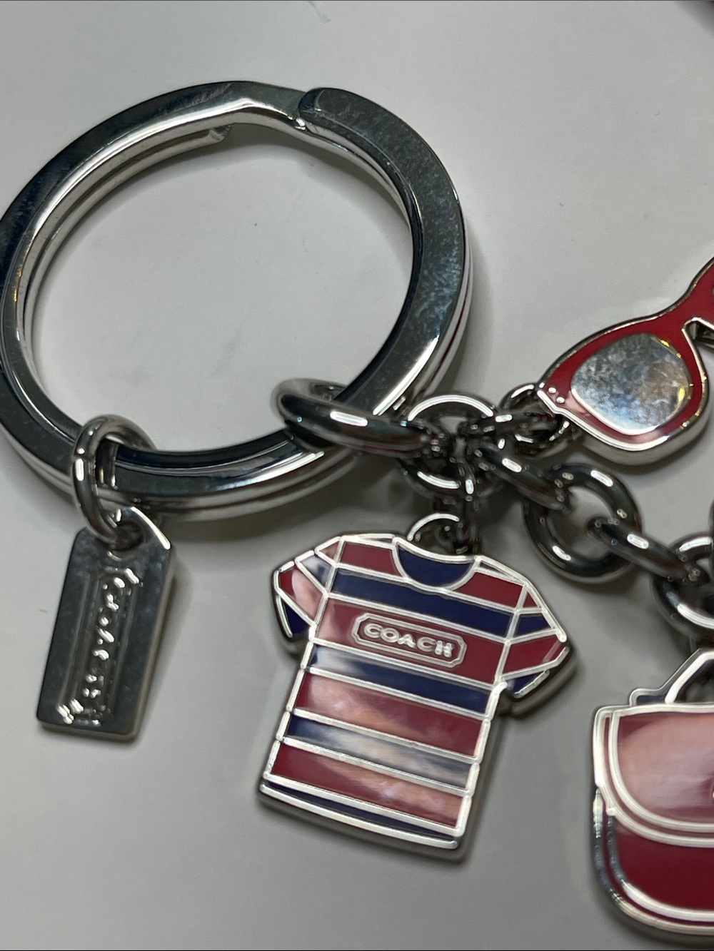Coach Red, Purple & Tan Enamel Charm Key Ring and Coach Pen - Picture 2 of 7